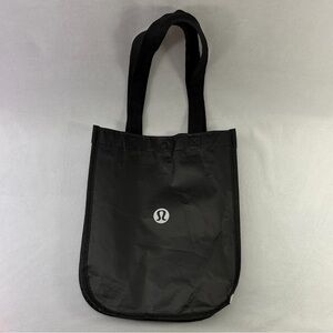 Lululemon Black Reusable Tote White Logo Sides Shopping Bag 12” X9” X5”